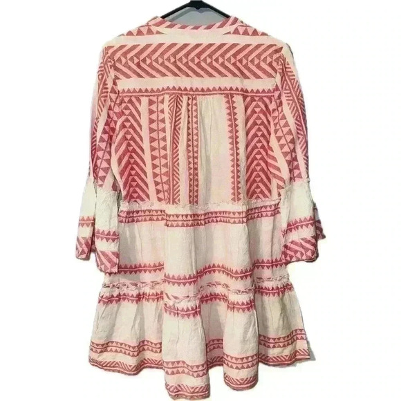 Francesca's Mi Ami Pink/White Tiered Mini Dress - Large - Picture 6 of 7